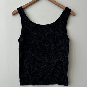 Soma Seam Free Cami Black Floral Print Tank Top